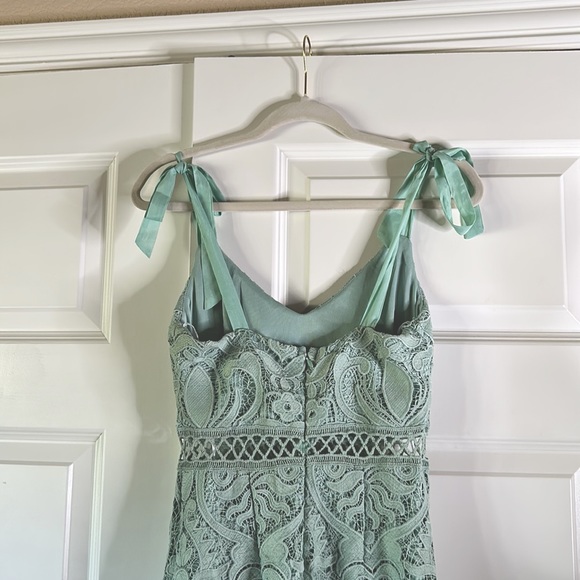 High low midi lace dress tie straps zips in back - Picture 5 of 7